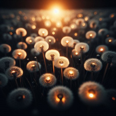 Dandelion sunset glow