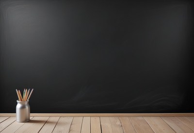 Empty blackboard with pencils