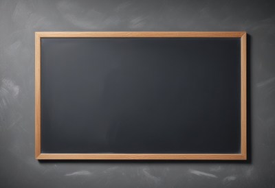 Blank chalkboard on grey wall