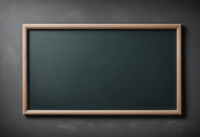 Blank chalkboard on grey wall