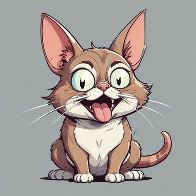 Cartoon cat with tongue out