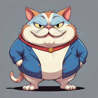 Cartoon cat in blue suit