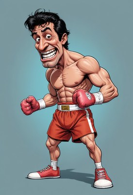Cartoon boxer ready to fight