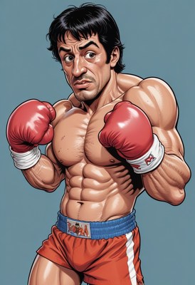 Boxer in red gloves and shorts