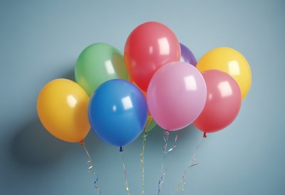 Colorful balloons against blue background