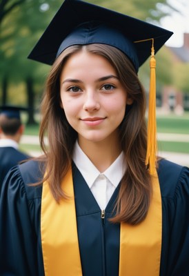 Graduate in cap and gown