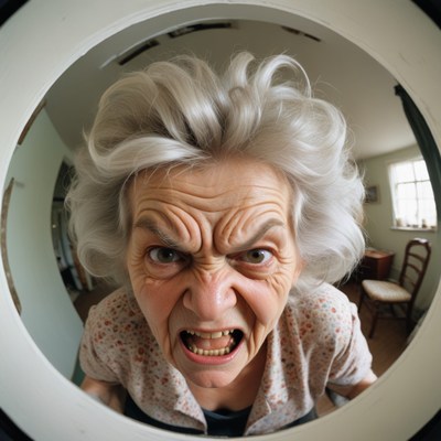 Woman shouting through doorway