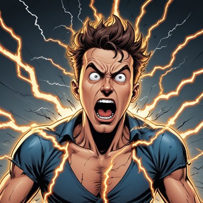 Man screaming with electricity