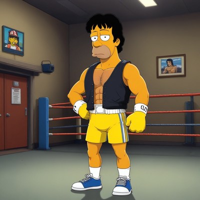 Bart simpson boxer in a boxing ring
