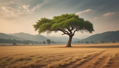 Lone tree in golden field