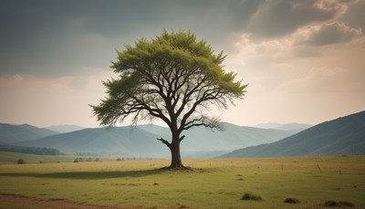 Lone tree in meadow