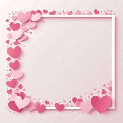 White frame with pink hearts