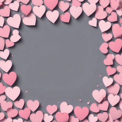 Pink heart frame on grey background