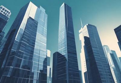 Skyscrapers in city skyline