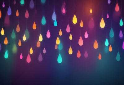 Colorful raindrops on a dark background