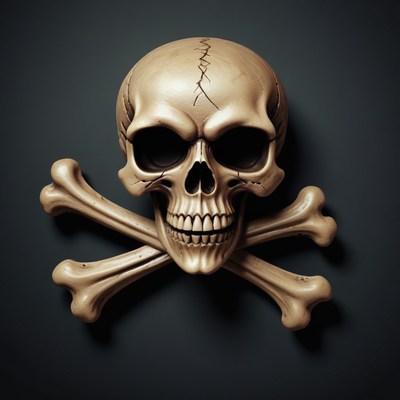 Skull and crossbones on black background