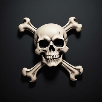 Skull and crossbones on black background