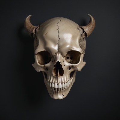 Human skull with horns