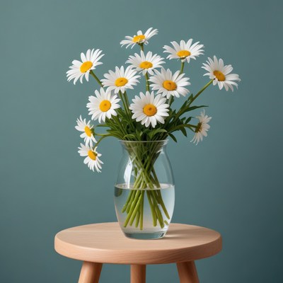 Daisy bouquet in glass vase
