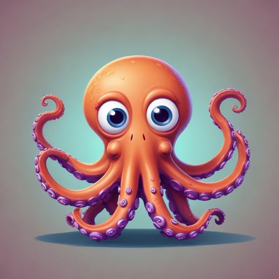 Cartoon octopus with big eyes
