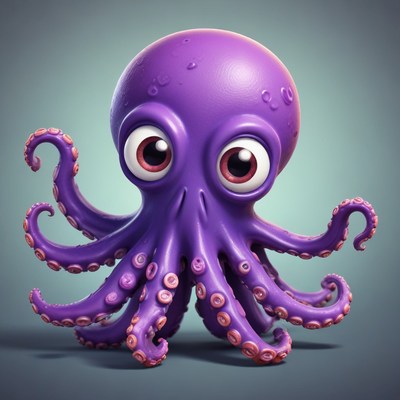 Purple octopus cartoon illustration