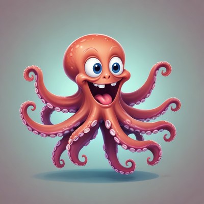 Cartoon octopus with big smile