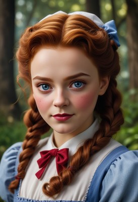 Young woman with red hair and blue eyes
