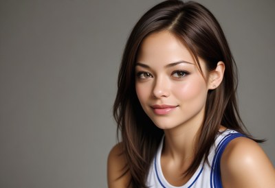 Woman posing in white tank top