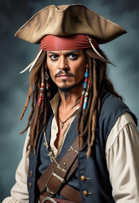 Pirate captain portrait with dreadlocks