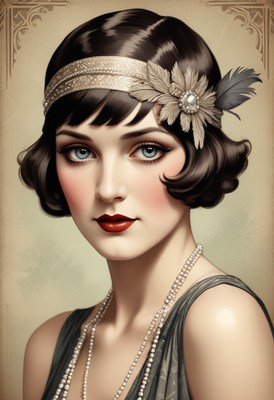 Flapper woman portrait
