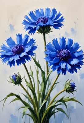 Blue cornflowers in bloom