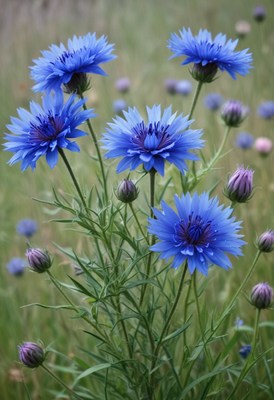 Blue cornflowers in bloom