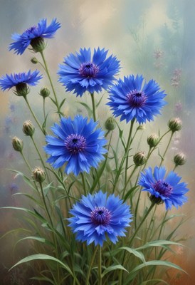 Blue cornflowers in bloom