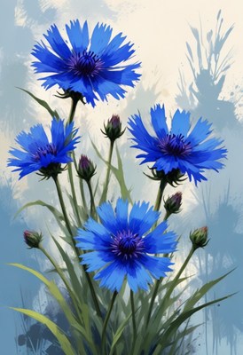 Blue cornflowers in bloom