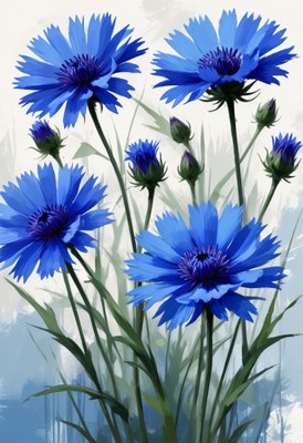 Blue cornflowers in bloom