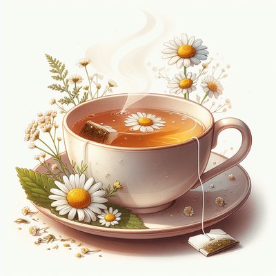 Chamomile tea with daisies