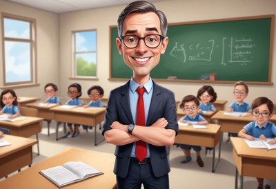 Smiling teacher in classroom