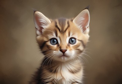 Tabby kitten with blue eyes