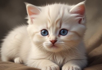 White kitten with blue eyes