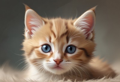 Orange tabby kitten with blue eyes