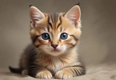 Tabby kitten with blue eyes