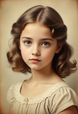 Portrait of a young girl with wavy hair