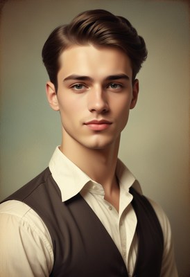 Man in white shirt and vest portrait