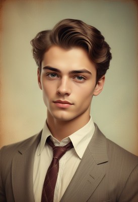 Man in suit with brown tie