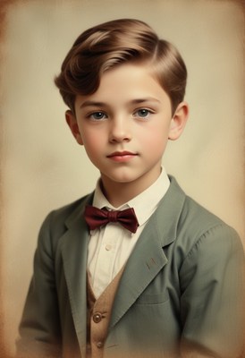 Young boy in suit and bowtie
