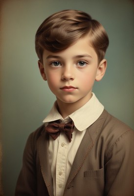 Young boy in suit and bow tie