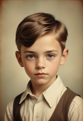 Boy in white shirt and vest portrait