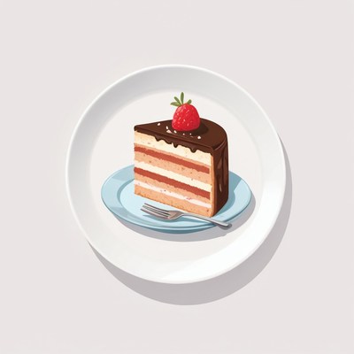 Chocolate cake slice with strawberry