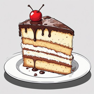 Chocolate cake slice with cherry