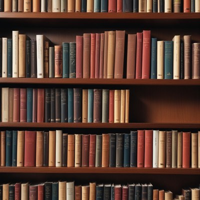 Bookshelf with rows of books